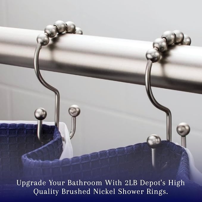 2lbDepot Double Sided Shower Curtain Hooks, Decorative Brushed Nickel Shower - Image 2