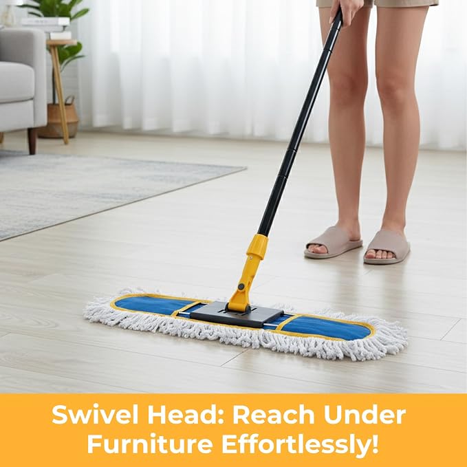 24" Dust Mop for Floor Cleaning, Large Areas Dry & Wet Mop - Image 6
