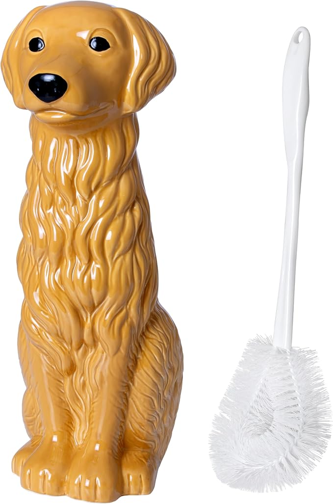 Golden Retriever Ceramic Toilet Brush Holder - Image 4