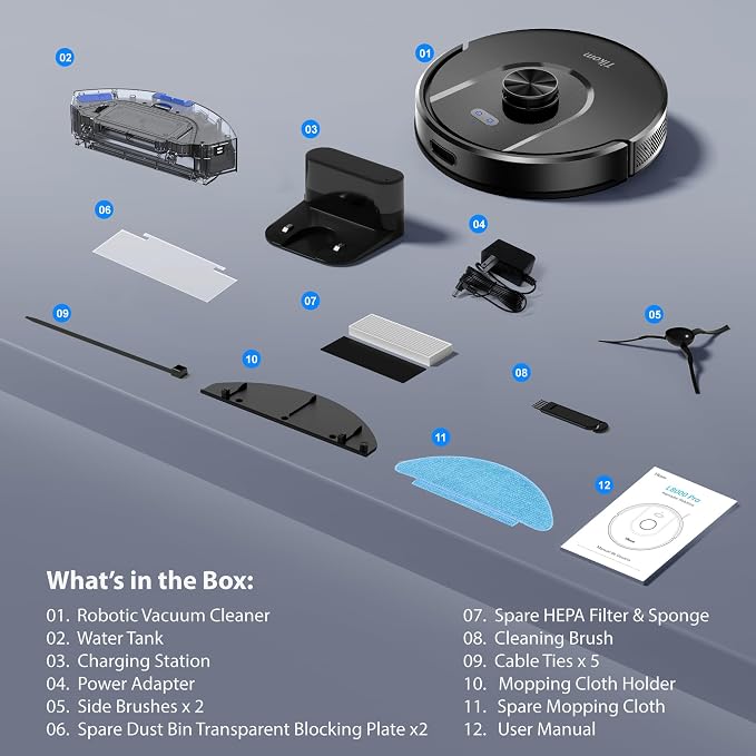 Tikom Robot Vacuum and Mop Combo, 6000 Pa Automatic Robotic Vacuum Cleaner - Image 9