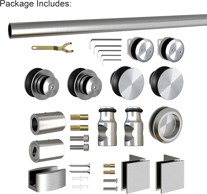 DIYHD 5FT Frameless Sliding Glass Shower Door Hardware, Stainless Steel Twin - Image 3