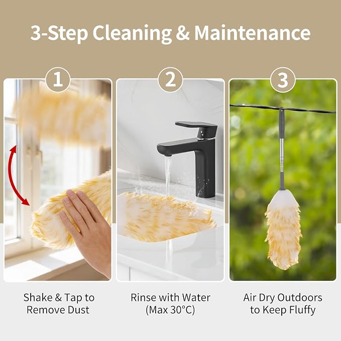 Lambswool Duster with 2 Replacements, Extends to 53 in, Anti-Scratch, - Image 5