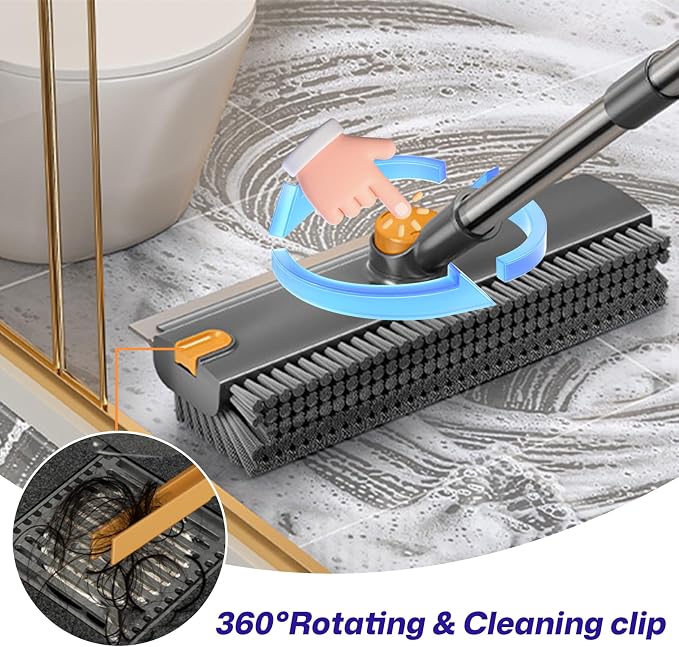 3-in-1 Floor Scrub Brush with Long Handle, Scrape and Heavy-Duty Stiff Bristle - Image 5
