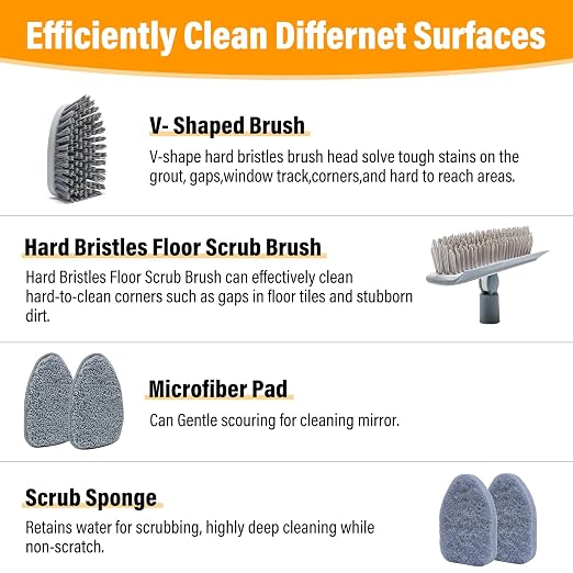 4 in 1 Tile Shower Cleaner Brush, Long Handled Scrub Brush - Image 6
