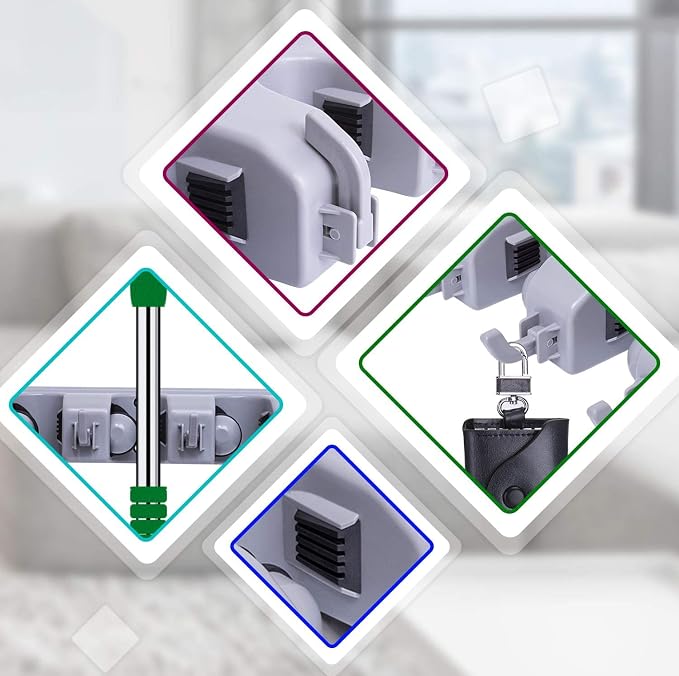 Broom Holder Wall Mount Broom Organizer Mop Holder Hanger Garden Tool - Image 5