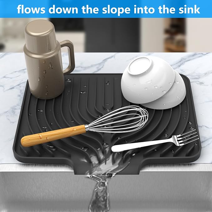 Dish Drying Matt for Kitchen Counter, 14.6"×11"Silicone Dry Rack Mat - Image 2