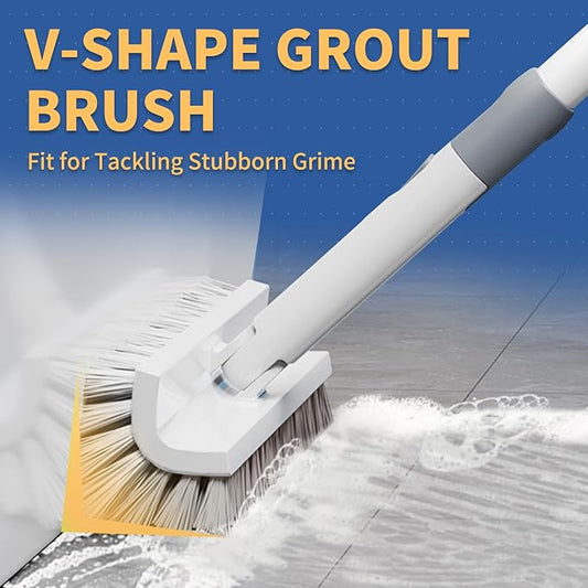 BOOMJOY Grout Brush with Long Handle, Double-Sided with V-Shape Stiff Bristles - Image 2