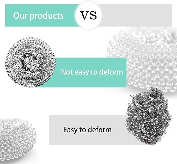HONGYUTAI 10 Pack Stainless Steel Sponges, Scrubbing Scouring Pad, Steel Wool - Image 2