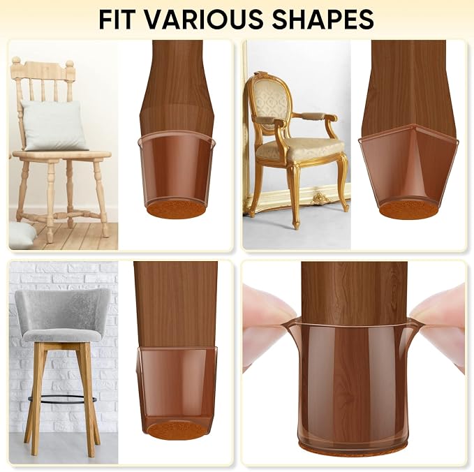 BALEINE 24 Pack Silicone Chair Leg Floor Protectors, Stool Leg Protectors Cap - Image 8