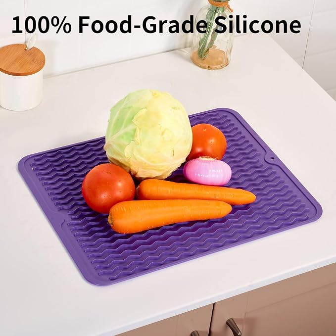 ZLR Silicone Dish Drying Mat for Kitchen Counter, Eco-Friendly Fast Dry Dish Mat - Image 9