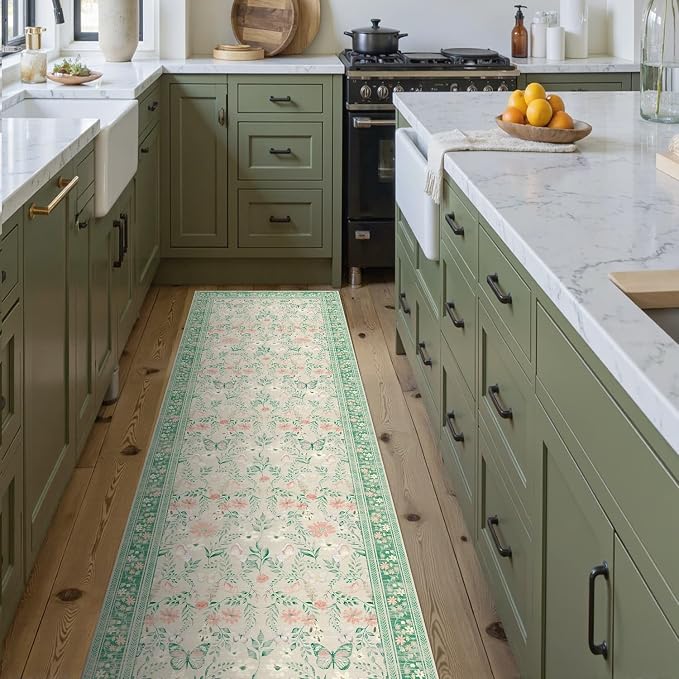 2x6 Floral Runner Rug, Washable Runners - Image 2