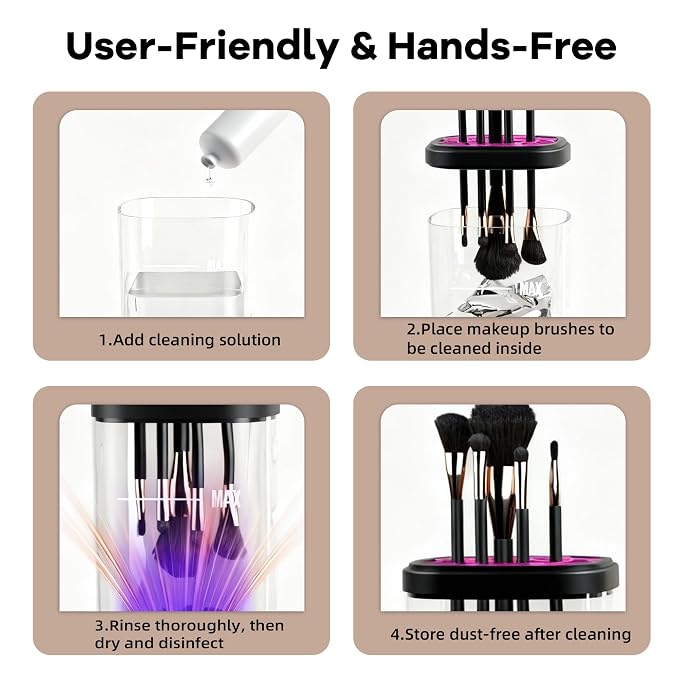 3 IN 1 Electric Makeup Brush Cleaner Machine, Portable Automatic USB Cosmetic - Image 4