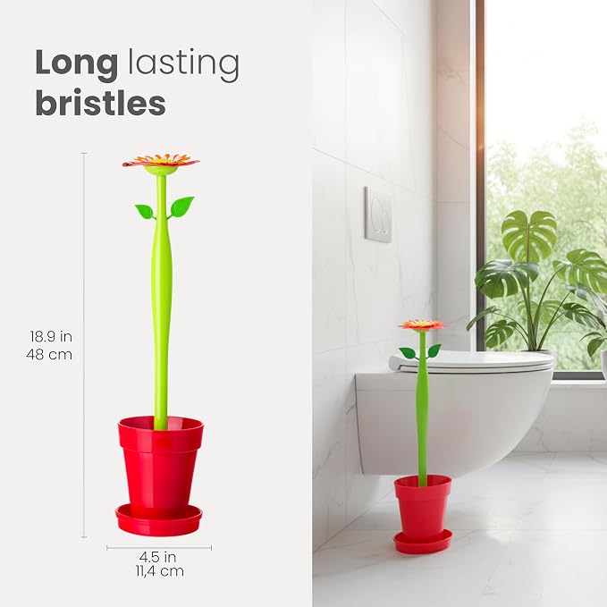 Vigar Flower Power Toilet Brush and Holder Set, Toilet Bowl Cleaner - Image 3