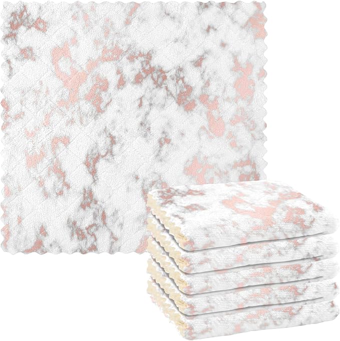 ALAZA Dish Towels Kitchen Cleaning Cloths Marble by ALAZA