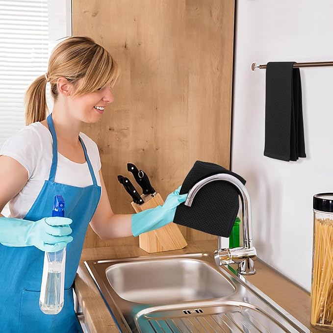 Kitinjoy 100% Cotton Waffle Weave Kitchen Hand Towels - Image 5
