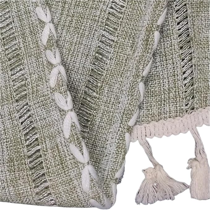 Bedside Table Cloth with Tassel Small Table Cover for Nightstand,Bedside Table TV Microwave (Green, 17.7 * 39.4inches)