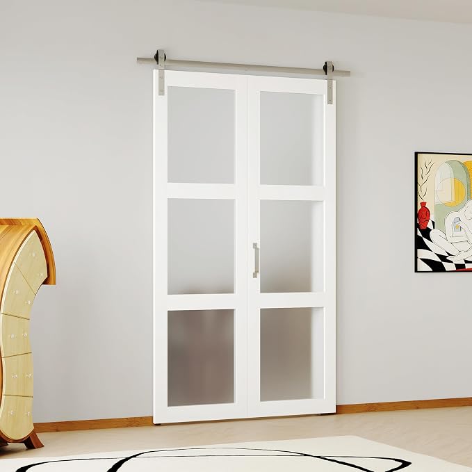 Bifold Closet Doors, 3 Lites Frosted Glass Bifold Door by SOLRIG