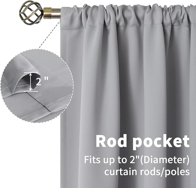 BGment Light Grey Blackout Curtains 45 Inches Length - Image 4