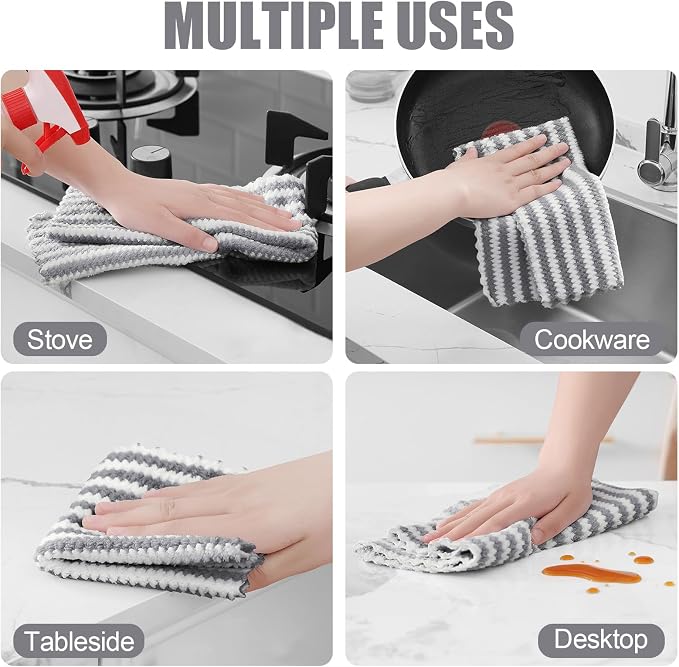 Homaxy Kitchen Towels, Ultra Soft and Absorbent Dish Towels, Reusable Fast - Image 4