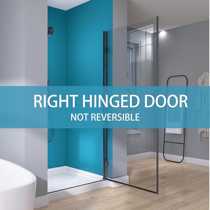 GETPRO Frameless Pivot Shower Door 30 in. W x 72 in. H Swing Single Small - Image 2