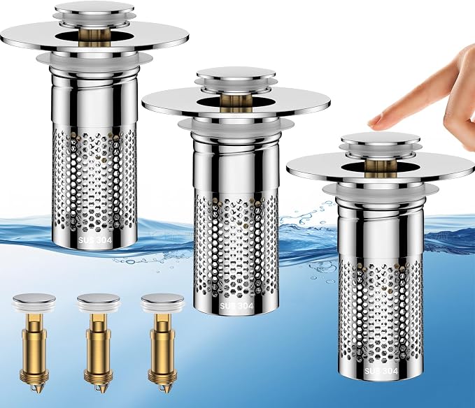 ​Bathroom Sink Drain Strainer, Universal Pop-Up Sink Stopper Hair Catcher by Mengine