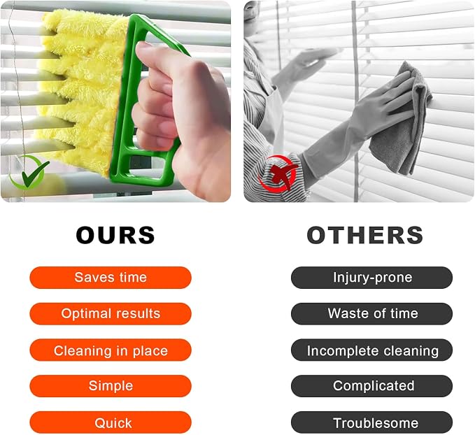 2 PCS Blind Cleaner Duster Tool, 7 Finger Handheld Duster Window Shutters - Image 3
