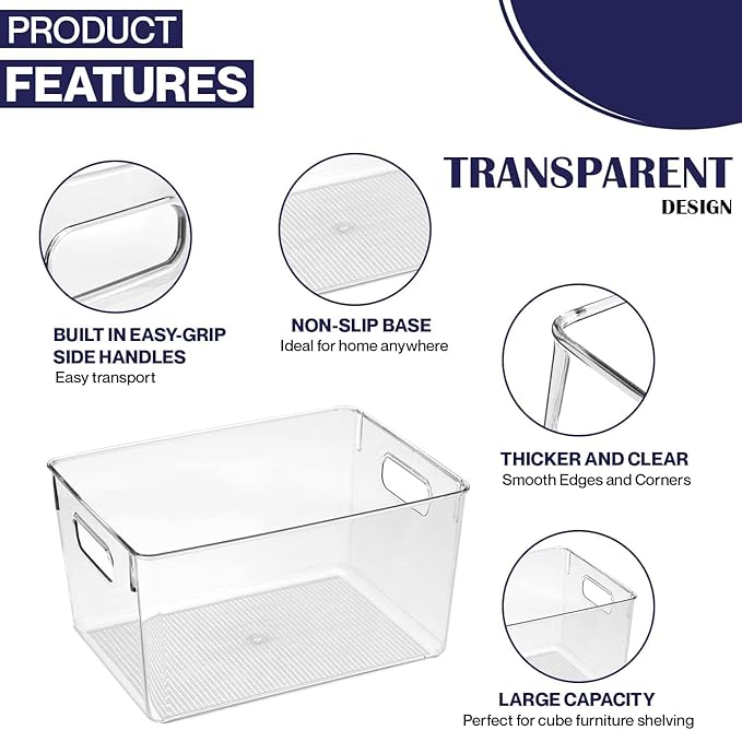 Clear Plastic Storage Bins, Pantry Organizers and Storage Containers Fridge - Image 4