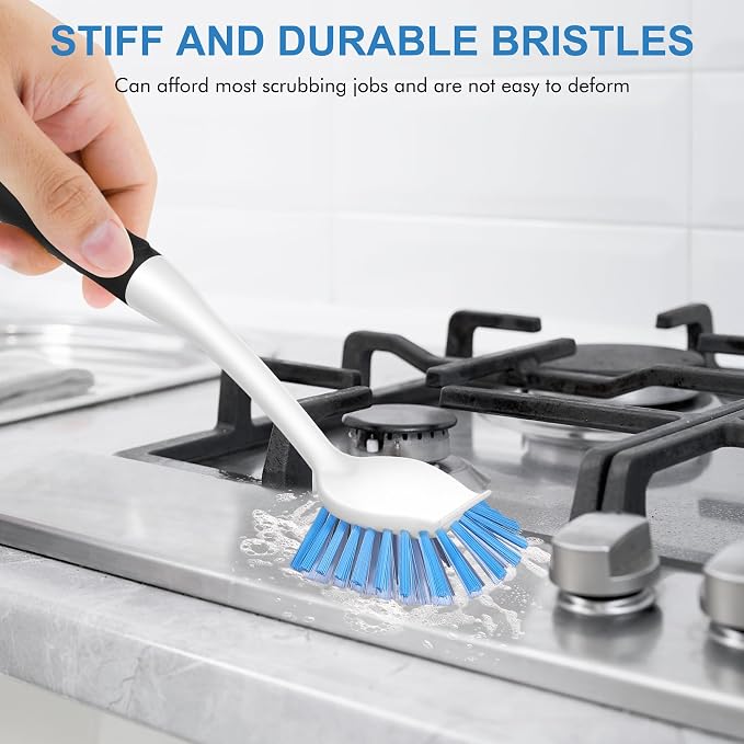 SetSail Dish Brush with Handle, 2 Pack Stiff Bristles Dish Scrubber with - Image 4