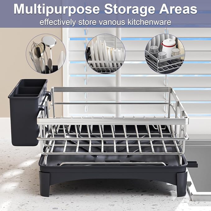 Dish Drying Rack, Rustproof Stainless Steel Dish Rack - Image 2