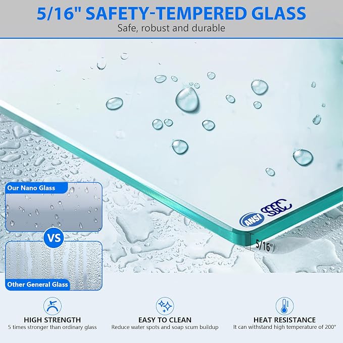 Frameless Sliding Shower Door, 60-64" W x 76" H Glass Shower Door - Image 6