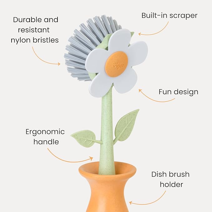 Vigar Florganic Daisy-Shaped Dish Brush - Image 3