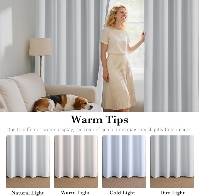 RYB HOME White Short Blackout for Small Window 48 inches Length, Thermal - Image 6