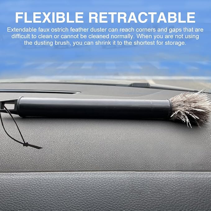 2pcs Ostrich Feather Duster for Cleaning, 9.8-16 inch Fluffy Natural - Image 6