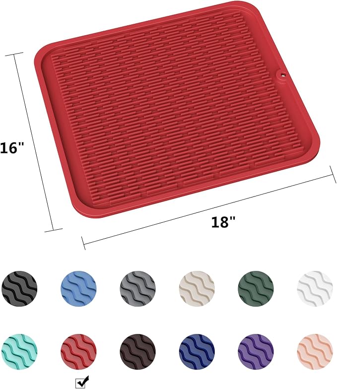 ZLR Silicone Dish Drying Mat for Kitchen Counter, Eco-Friendly Fast Dry Dish Mat - Image 6