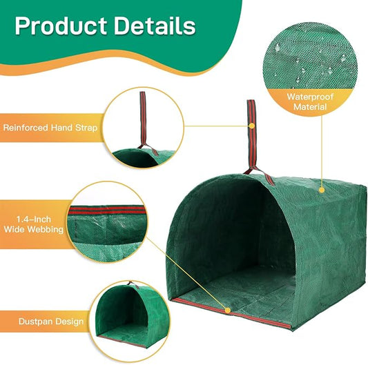2 Pack 53 Gallon Reusable Yard Waste Bags, Dustpan-Type Leaf Collector Bag - Image 2