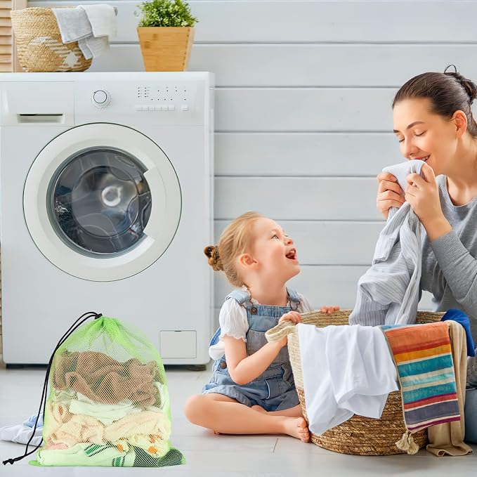iMucci 13"X15.5" 24Pcs Mesh Laundry Drawstring Bag Nylon Drawstring Gym Bag - Image 5