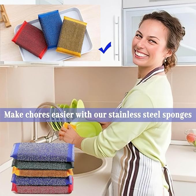 Steel Wool Scrub Sponges – Non-Scratch Microfiber Kitchen Scrubbers - Image 5