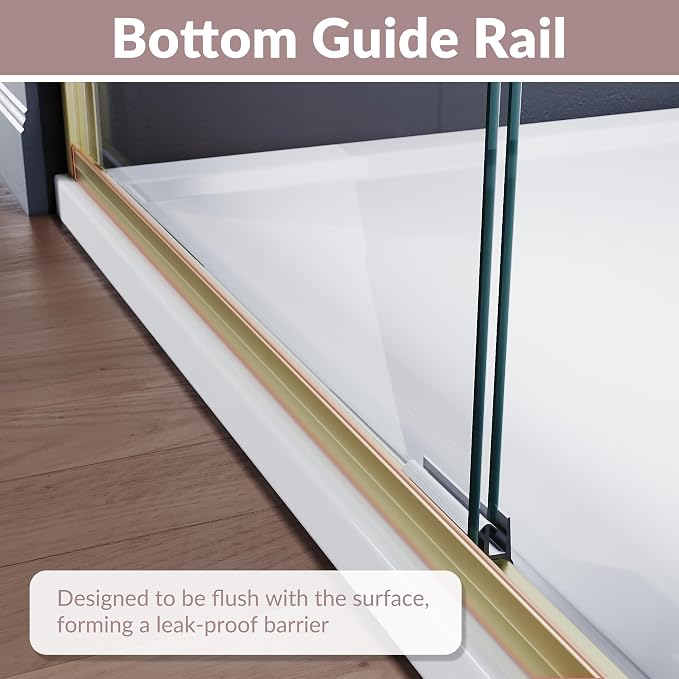 ELEGANT Semi-Frameless Sliding Shower Door 60 in. W x 72 in. H, Bathroom Shower - Image 4