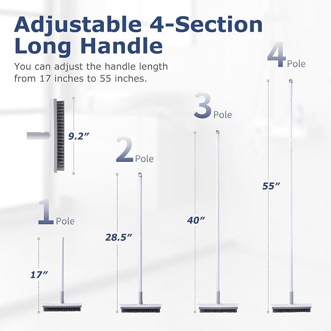 Grout Brush with Long Handle, Floor Cleaning Scrubber with Stiff Bristles - Image 3