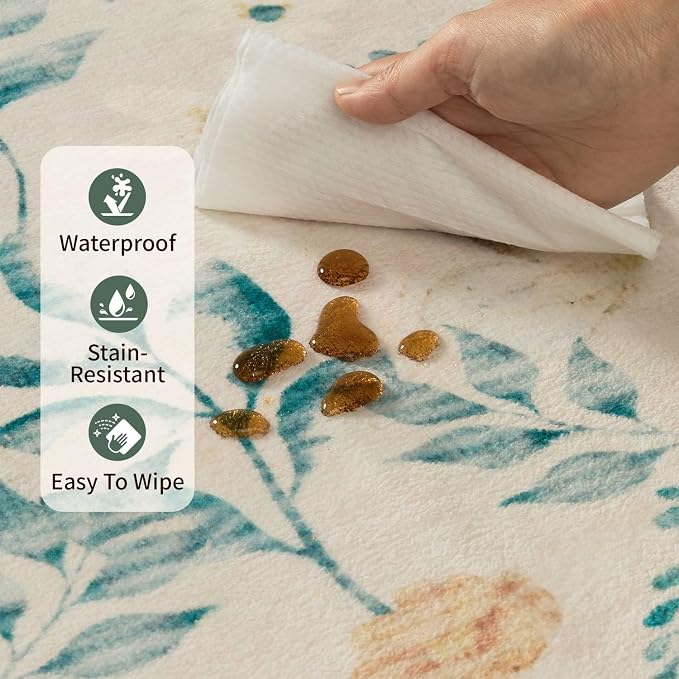 Floral Rug for Living Room Bedroom, 6x9 Washable Rug, Vintage Boho Area Rug - Image 9