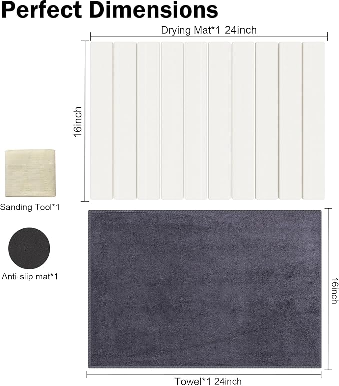 Stone Dish Drying Mat for Kitchen Counter, Versatile Stone Drying Mats for Cups - Image 4