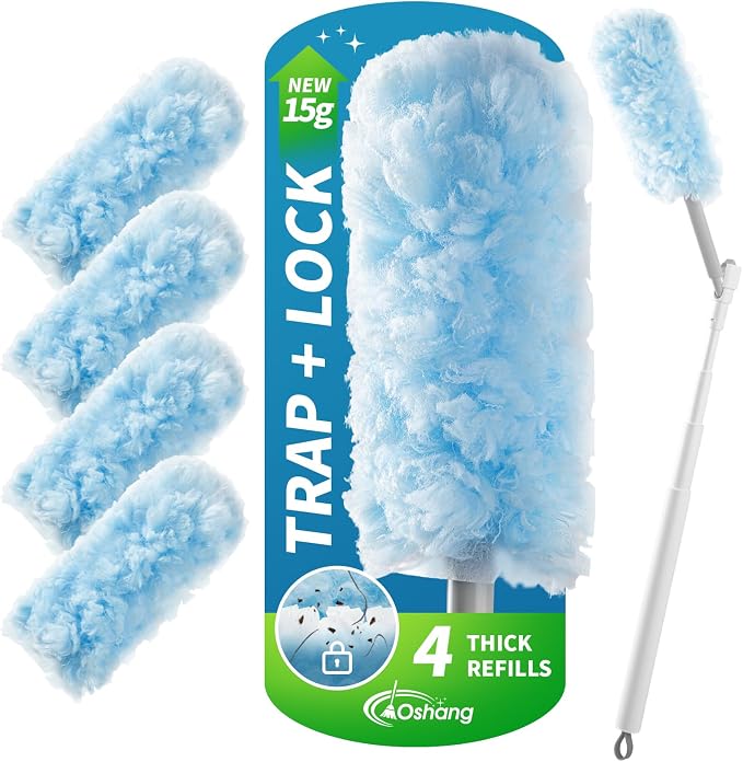 Feather Duster Kit, 3.6 ft Extendable Telescopic Handle – Ceiling Fan Duster by oshang