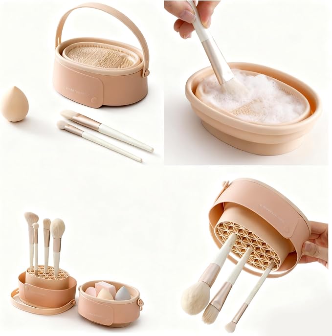 Foldable silicone makeup brush cleaning bowl, makeup tool cleaning bowl - Image 6