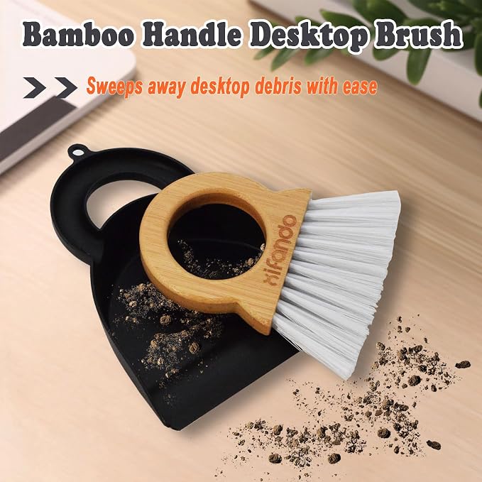Mini Broom and Dustpan for Housekeeping-Bamboo Handle Small Broom and Dustpan - Image 4