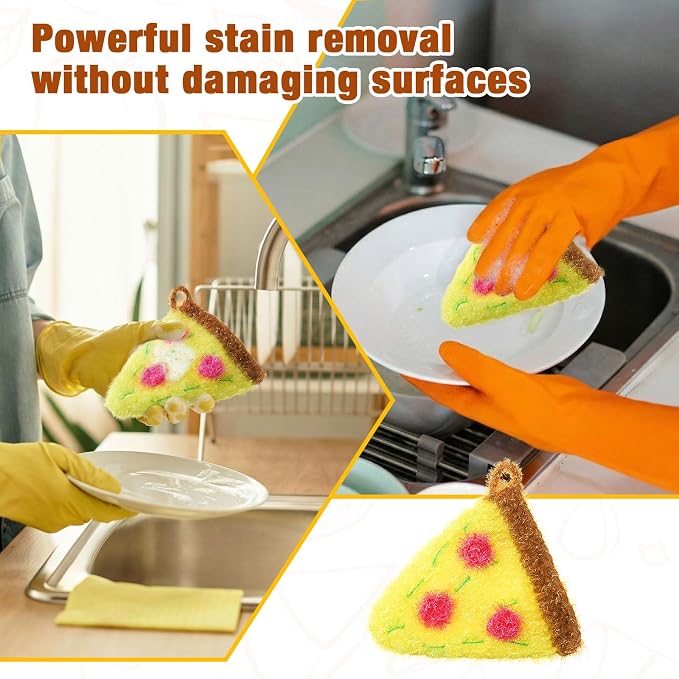 Breling 6 Pieces Pizza Shape Dish Sponge Dual Sided Non Scratch Dish Washing - Image 4