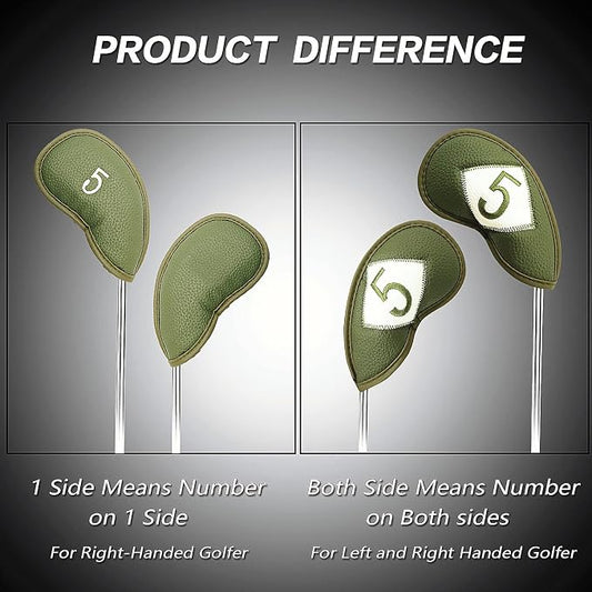 FINGER TEN Premium Synthetic Leather Stylish Iron & Wedge Golf Head Covers - Image 2