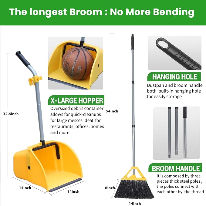Commercial Broom and Dustpan Set Debris Dustpan - Image 4