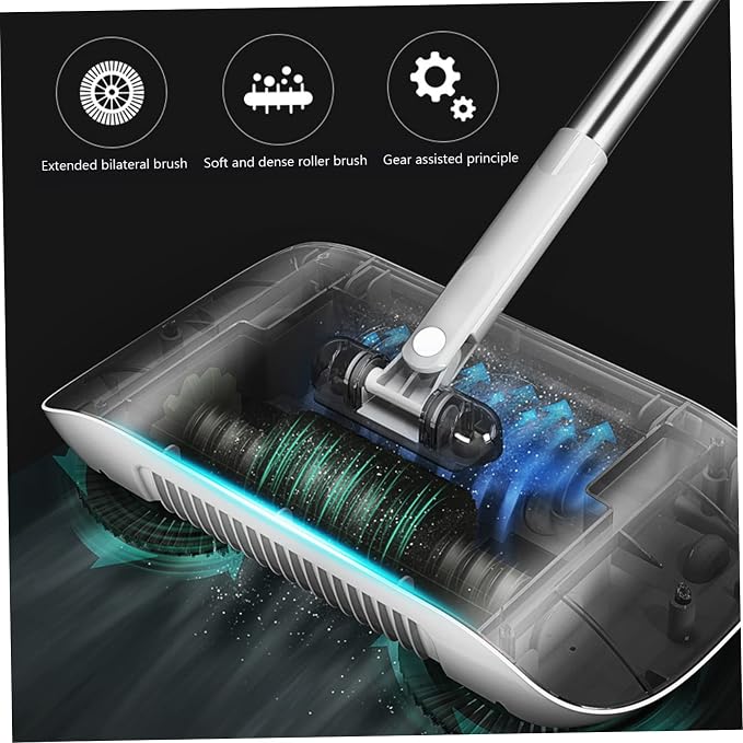 Carpet Cleaner Brush, 2 in 1 Manual Vacuum Sweeper, 180 Degree Rotating - Image 7