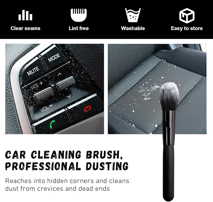 Ziciner 2 PCS Car Detailing Brush, Curved Soft Bristles Auto Removal Dust - Image 6