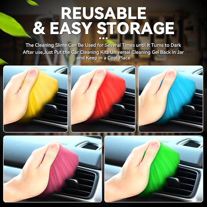 Auto Dynasty Car Cleaning Gel 5 Pack, Car Detailing Kit Cleaner Slime Putty - Image 6